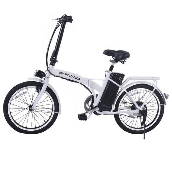 E-ROAD Vélo Electrique pliant T-Bike 20" Blanc - 25 km/h,  Autonomie 25-35 Km