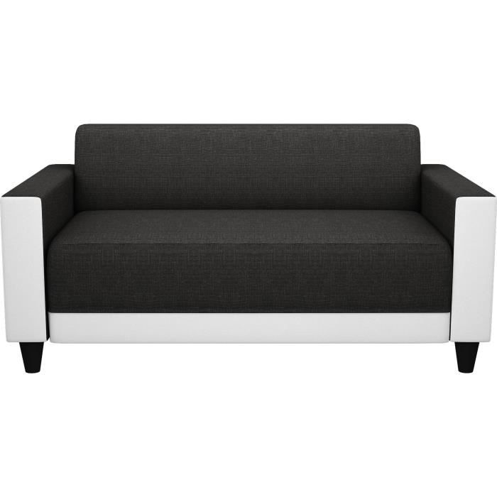 Bob Canape Fixe 2 Places Tissu Anthracite Et Blanc L 137 X P 77x H 65 Cm Cdiscount Maison