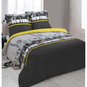 Gris et noir parure de lit réversible couette couvre Double King Taie d'oreiller 