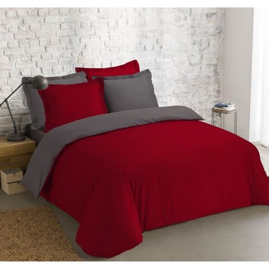 2 taies 65x65 cm blanc et rose 1 housse de couette 220x240 cm VISION Parure de couette Romane 100/% coton