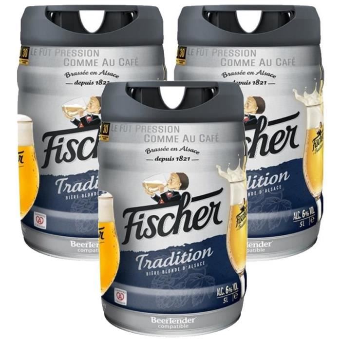 Fischer Tradition - Fût de bière blonde - Compatible Beertender - Lot de 3  fûts x 5L - La cave Cdiscount