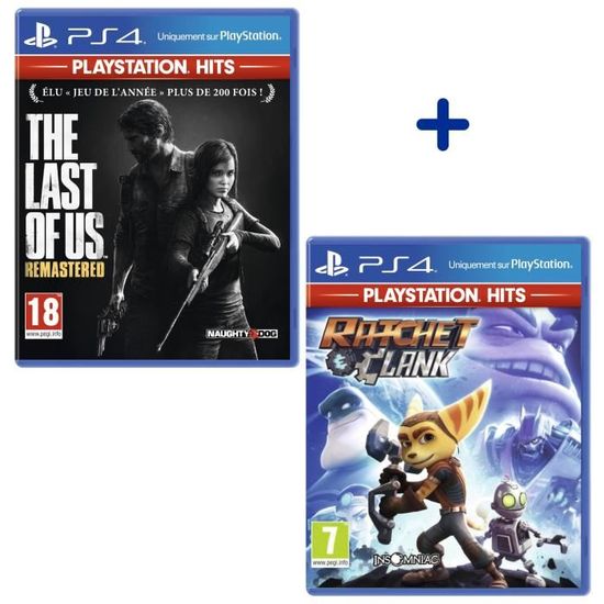 Pack 2 Jeux PS4 PlayStation Hits : The Last Of Us Remastered + Ratchet & Clank