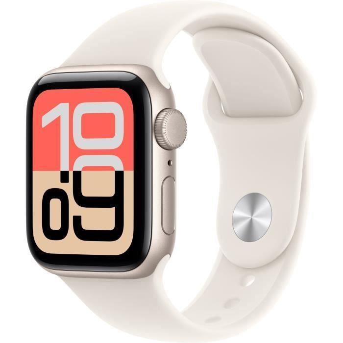 Apple Watch SE 3 GPS - 40mm - Boîtier Starlight Aluminium  - Bracelet Starlight Sport Band - M/L