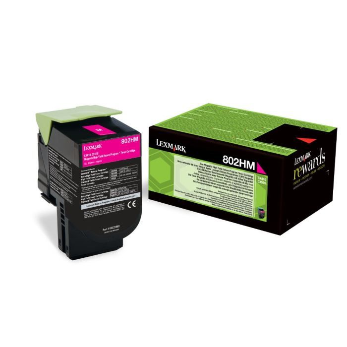 LEXMARK Cartouche de toner 802HM – Haute Capacité 3.000 pages – Pack de 1 retour program – Magenta