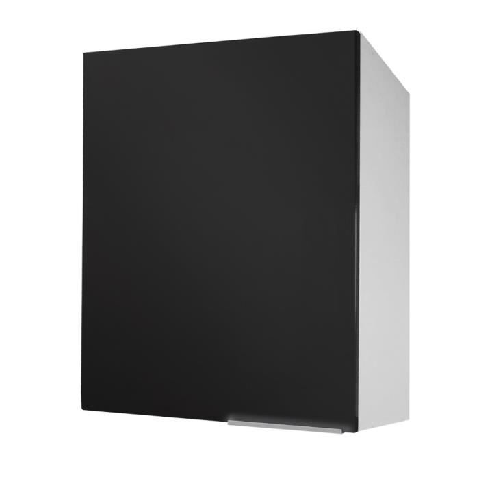 caisson haut de cuisine pop - noir super mat - 60x33x70 cm - 1 porte - 1 rayon réglable