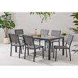 Ensemble table de jardin 6 personnes : Table + 6 chaises - Structure en aluminium - L180 x P 90 x H 72 cm - Gris anthracite-0