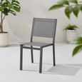 Ensemble table de jardin 6 personnes : Table + 6 chaises - Structure en aluminium - L180 x P 90 x H 72 cm - Gris anthracite-4