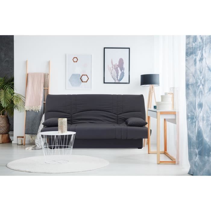 Canapé lit clic clac 3 places avec coffre de rangement noa coloris gris pas  cher prix en promo
