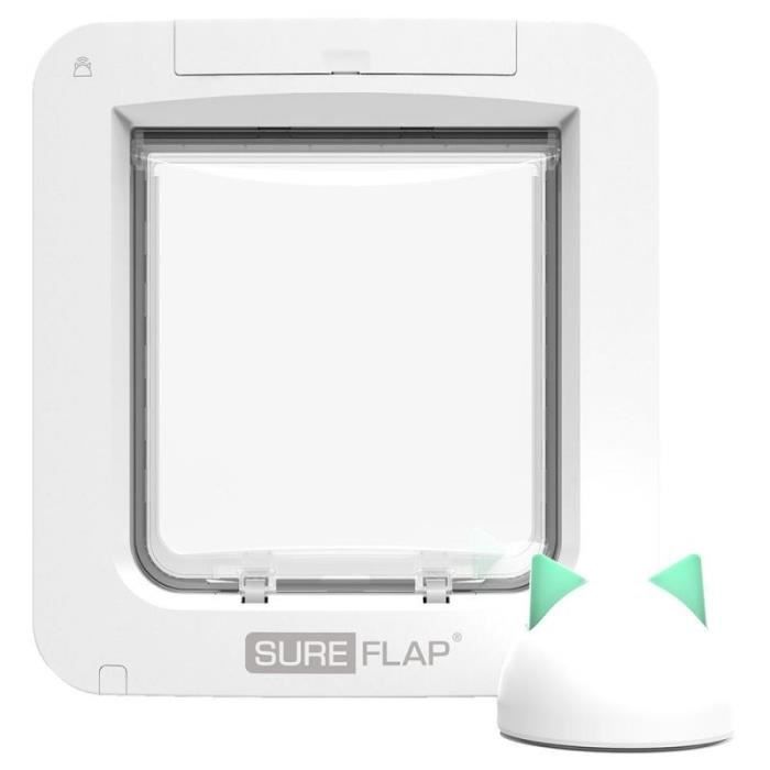 SUREFLAP Chatière Connect à puce électronique + Hub - Blanc 142 mm x 120 mm (Jusqu’à 32 puces d'iden