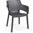 Lot de 6 fauteuils de jardin en résine gris graphite - Allibert by KETER Elisa-0