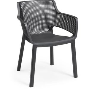 FAUTEUIL JARDIN  Lot de 6 fauteuils de jardin en résine gris graphite - Allibert by KETER Elisa