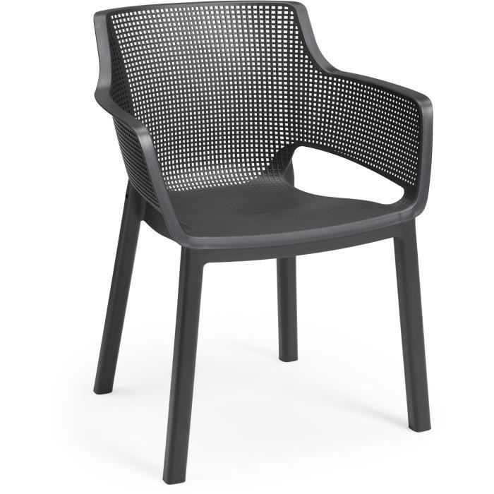 Lot de 6 fauteuils de jardin en résine gris graphite - Allibert by KETER Elisa