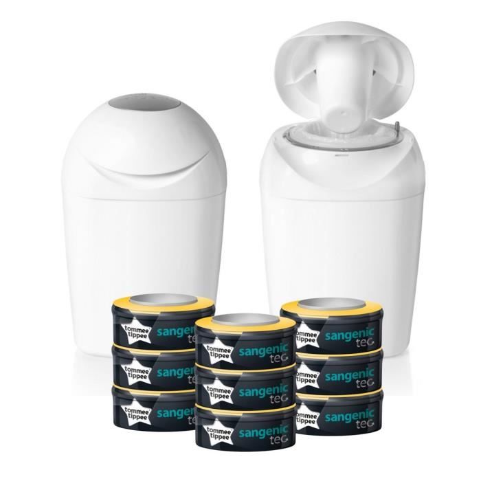 TOMMEE TIPPEE Poubelle à couches Sangenic Tec + recharges tec x9 - blanc -  Cdiscount Puériculture & Eveil bébé