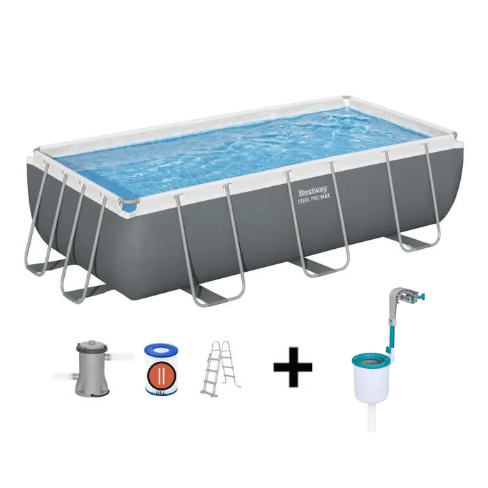 Kit Piscine hors sol tubulaire BESTWAY Steel Pro Max™ 404 x 201 x 100 cm Rectangulaire Filtre à cartouche échelle - vue 3