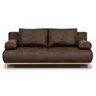 BRAND Canapé convertible - 3 places - MIKA - Tissu vintage cuir vieilli Marron foncé - Coffre - 192 x 84 x 93 cm