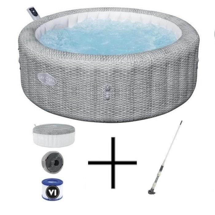 Spa gonflable BESTWAY Lay Z Spa Hawaii 140 airjets 196 x 71 cm 6 places Rond couverture cartouche diffuseur - vue 5