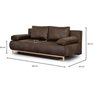 Canapé convertible arlon, coussins cuir noir La Redoute Interieurs La Redoute