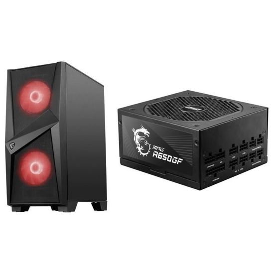 Pack MSI BOITIER PC MAG 100M + Alimentation PC MPG A650GF 650W 80+ Gold Modulaire
