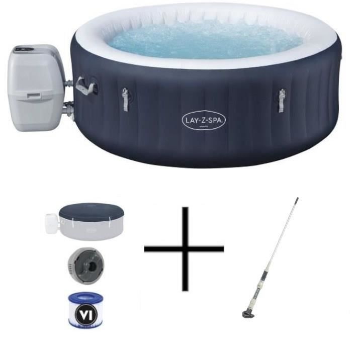 Spa gonflable BESTWAY Lay Z Spa Hawaii 140 airjets 196 x 71 cm 6 places Rond couverture cartouche diffuseur - vue 10