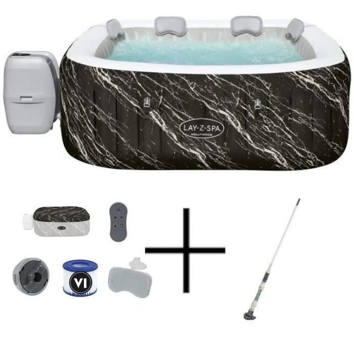 Spa gonflable BESTWAY - Lay-Z-Spa Hollywood - 140 airjets - 180 x 180 x 66 cm - 4 à 6 places + Balai aspirateur électrique Aquascan
