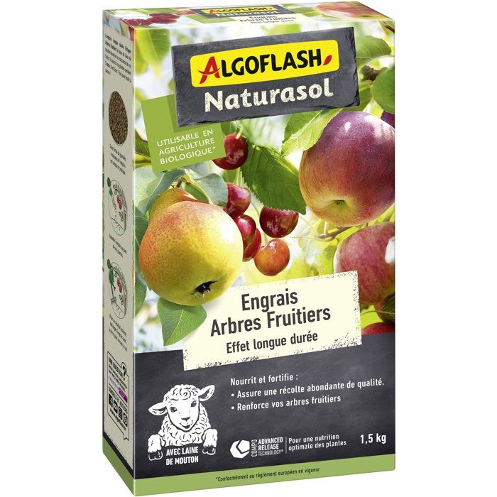 Engrais arbres fruitiers - ALGOFLASH NATURASOL - Longue durée - 15 kg - UAB