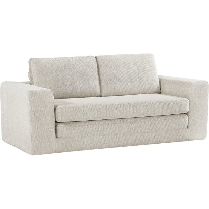 Canapé compressé convertible - 3 places - BERTILLE - Tissu Beige crème - 200 x 98 x 90 cm