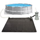 INTEX Kit piscine prism frame ronde tubulaire (ø)3,66 x (h)0,99m et chauffage solaire