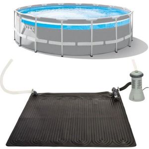 PISCINE Kit piscine tubulaire clearview (ø)4,88 x (h)1,22m et chauffage solaire