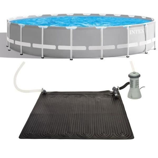 Kit piscine prism frame ronde tubulaire (ø)6,10 x (h)1,32m et chauffage solaire