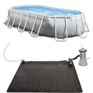 PISCINE Kit piscine prism frame ovale tubulaire (l)5,03 x (l)2,74 x (h)1,22m et chauffage solaire