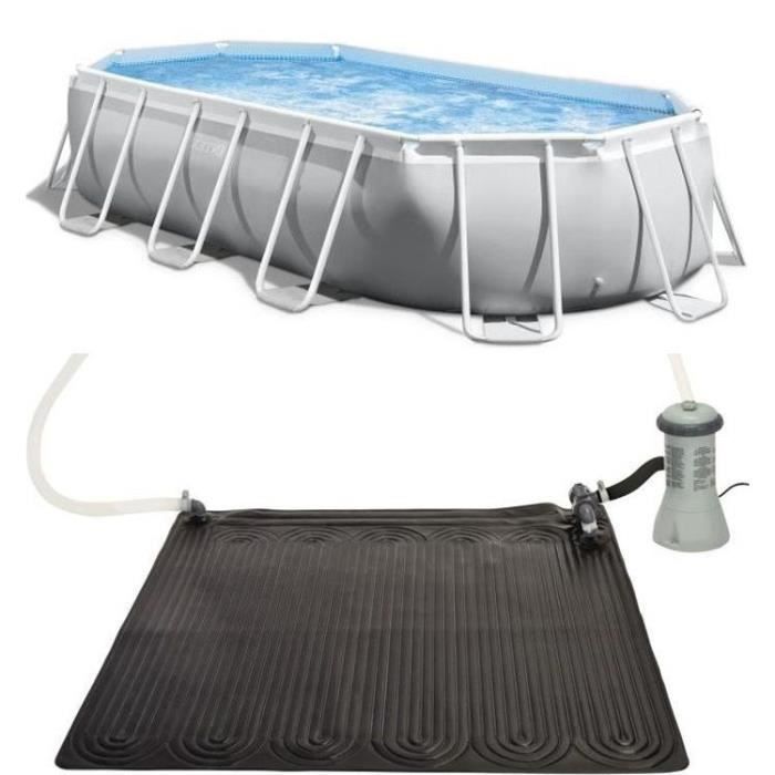 Kit piscine prism frame ovale tubulaire (l)5,03 x (l)2,74 x (h)1,22m et chauffage solaire