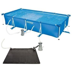 PISCINE Kit piscine metal frame junior rect tubulaire (l)4,50 x (l)2,20 x (h)0,84m et chauffage solaire