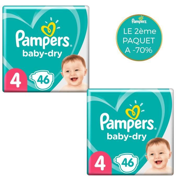 Lot De 116 Couches Pampers Baby-Dry Taille 2 (4-8 Kg) – Protection Et Sécheresse
