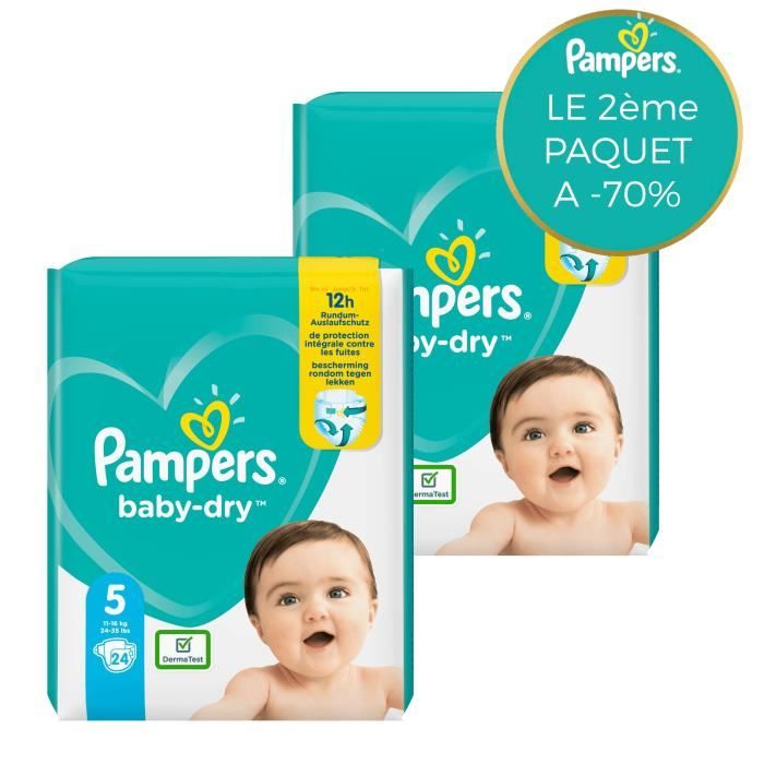 Pampers BabyDry Taille 5, 24 Couches Lot de 2 Cdiscount