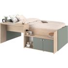 Lit combiné enfant 90x190/200 cm JADE - Chêne / Vert céladon - Bureau et rangements - PARISOT