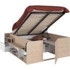 PARISOT ODYSSEE Lit coffre adulte - 140x190/200 cm - Avec coffre relevable - Décor chêne et Blanc - 168,3x66,5x209,5 cm