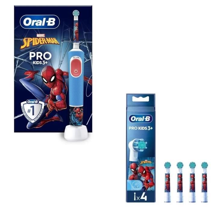 Brosse à dent Vitality Pro Kids Spiderman + ORAL-B Brossettes Spiderman x4