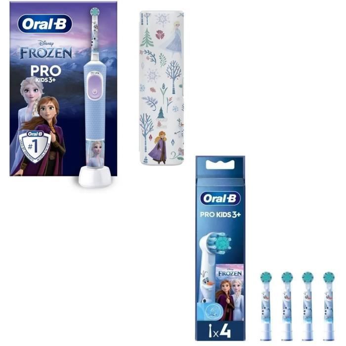 Brosse à dent Vitality Pro Kids Frozen avec étui de voyage + ORAL-B Brossettes Frozen x4 GT