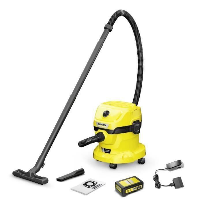 Aspirateur eau et poussières KARCHER WD 2-18 V-12/18 sans fil (avec batterie amovible 18 V / 2,5 Ah 