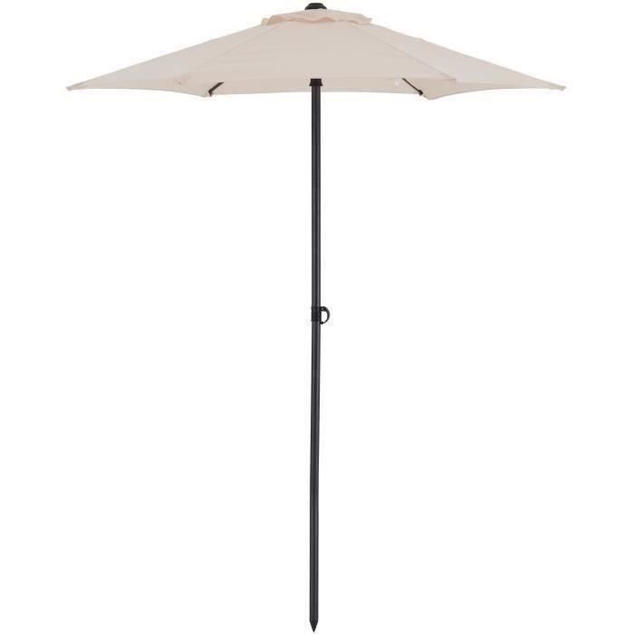 Parasol droit diamètre 1,8 m - strucutre Acier toile 160 g/m - 6 baleines acier - Beige