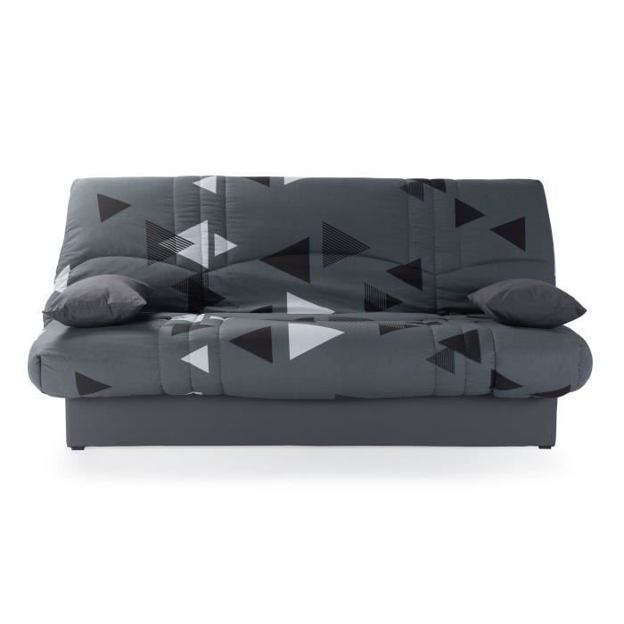 Banquette clic clac 3 places - tissu Bikini gris - Style contemporain - L 190 x P 92 cm - DREAM