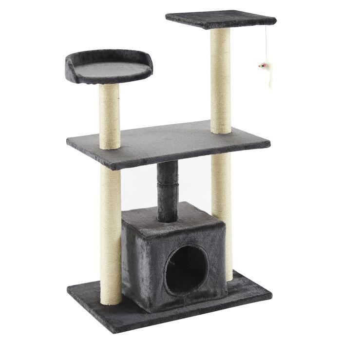 Arbre A Chat Luigi 60x40x95cm Gris Cdiscount Animalerie