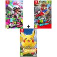 Pack 3 jeux Switch : Pokémon : Let's go, Pikachu + Splatoon 2 + Super Mario Odyssey-0