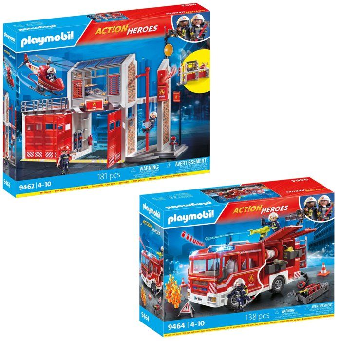 Playmobil 9462 City Action : Caserne de pompiers avec hélicoptère Playmobil - vue 6