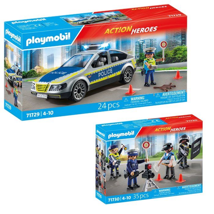 Playmobil Voiture police avec sirène et gyrophare