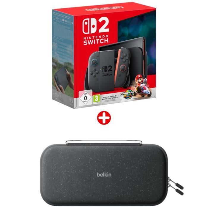 Pack Nintendo : Console Nintendo Switch 2 + Mario Kart World (Code) + Pochette de transport Belkin avec batterie