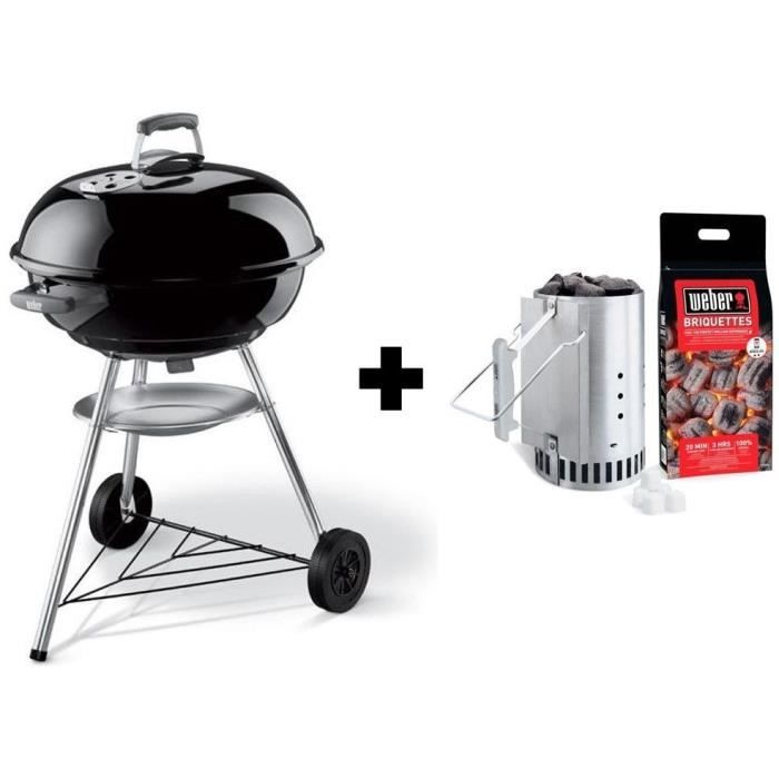 BBQ WEBER Compact Kettle 57 cm - Noir + Kit cheminée