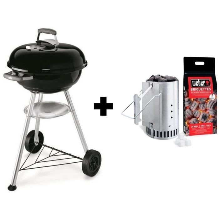BBQ WEBER Compact Kettle 47 cm - Noir + Kit cheminée