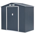 ARCHER Abri de jardin en métal 2,71 m² - 213 x 127 x 195 cm - PLUTON - Kit d'ancrage inclus, 2 portes coulissantes - Gris