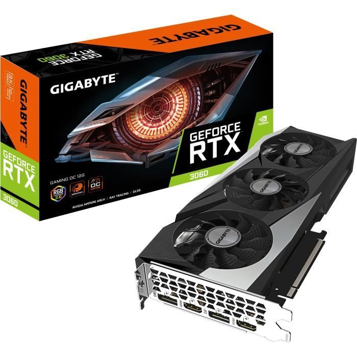 Carte Graphique - GIGABYTE - GeForce RTX 3060 GAMING OC 12G - GV-N3060GAMING OC-12GD